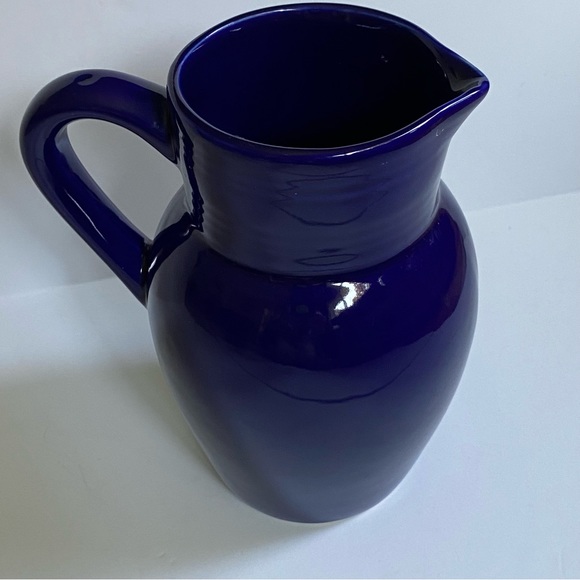 Pottery Pitcher Vintage Cerind Porcelana Vitro Portugal Cobalt Blue 7.25” Vase - Picture 5 of 16
